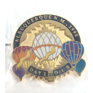 1999 Albuquerque NM AIBF Day One Oct 2 Gold Tone Enamel Pin Hot Air Balloons